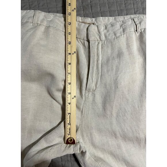 Max Jeans Linen Blend Pants Sz 12 Tan  Boho Lagenlook Beach Bohemian - Picture 5 of 12